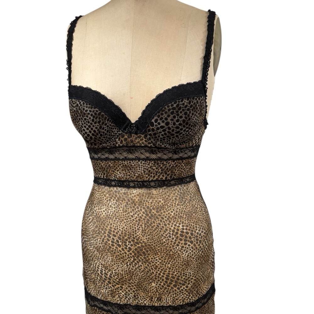 La Perla Leopard Print Chemise with Black Lace
